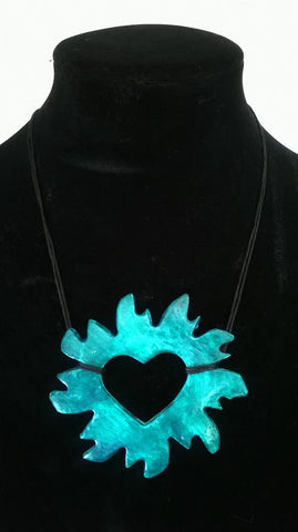 Burning Heart Necklace - GREEN