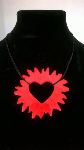 Burning Heart Necklace - RED
